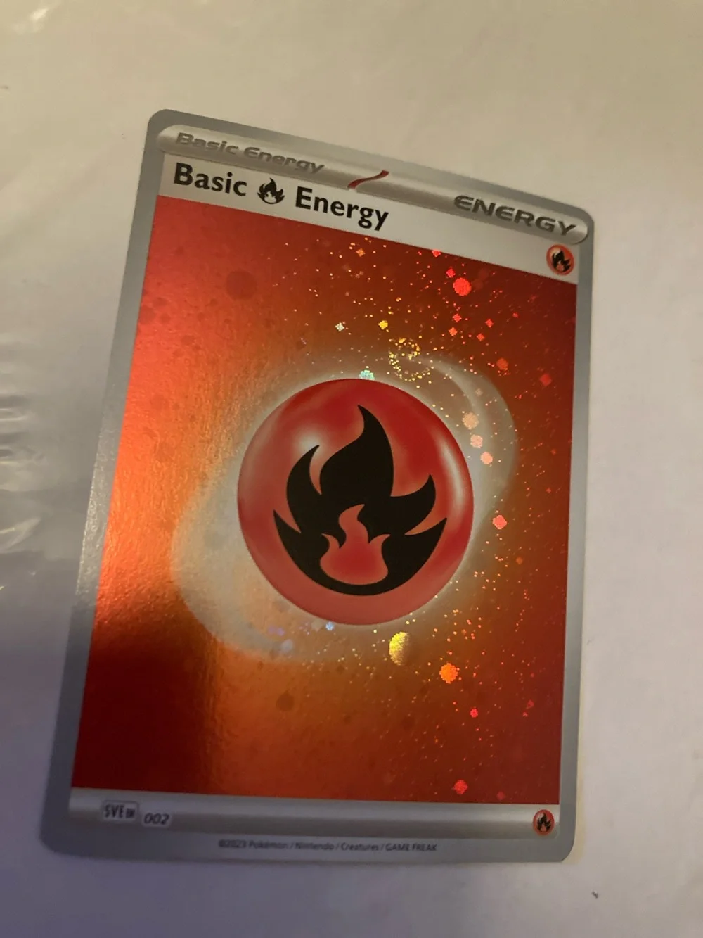 Pokemon Fire Energy Holo Card - Red